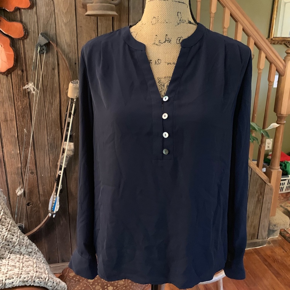 Anthropologie Pliéone Navy Blue Blouse Size small